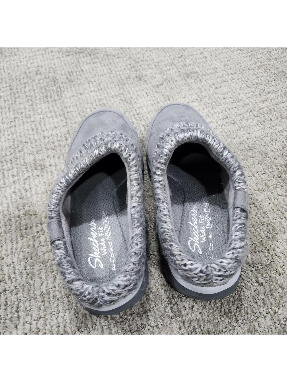 Skechers Easy Going Good Gray Mule Slippers With Cable Knit Collar Size 8.5 - Picture 5 of 13